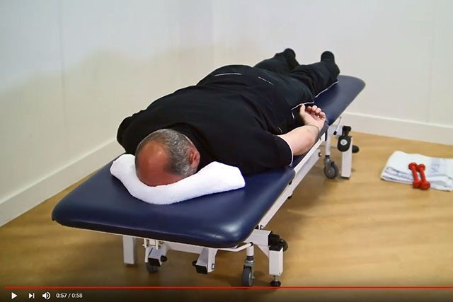 Shoulder blade and rotator cuff exercise lying down 1 video