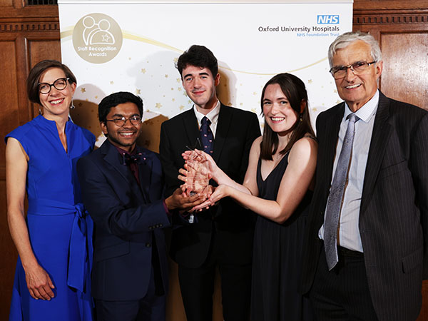 Tingewick Society medical students, with Sarah Hordern and David Matthews