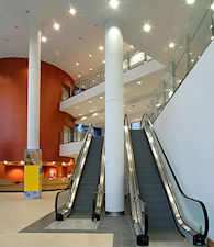 Escalators in the John Radcliffe Hospital West Wing atrium