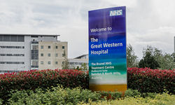 Sign and hospital building, The Great Western Hospital