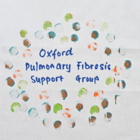 Circular pattern of painted dots with 'Oxford Pulmonary Support Group' written inside.