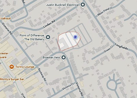 Google Maps screenshot of Bicester Cattle Market car park