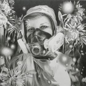 Drawing of a clinician wearing PPE.