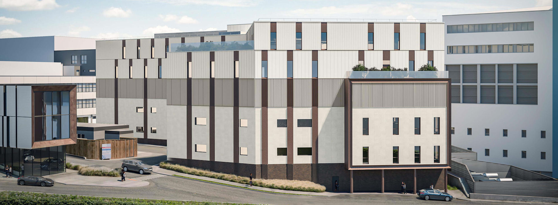 Artist's impression (digital image) of modern building with vertical windows.