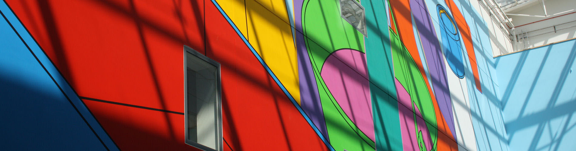 Detail from large abstract brightly coloured wall mural
