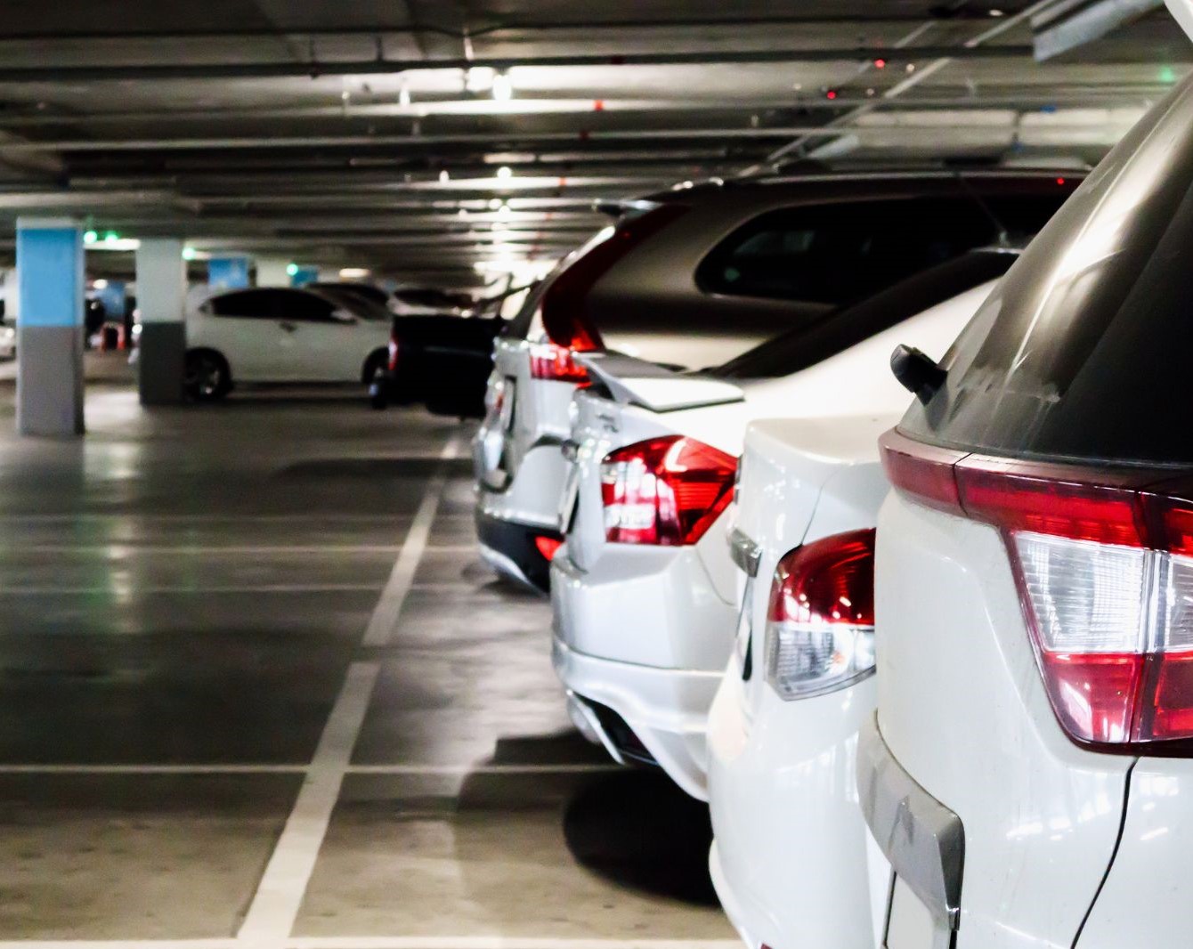 Parked cars in undercroft
