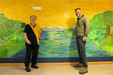 David Tanner and Paul Moore with the new mural