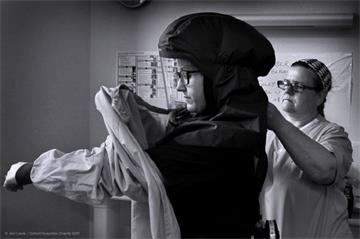 Staff were trained in donning and doffing PPE. Credit: Jon Lewis / Oxford Hospitals Charity 2021