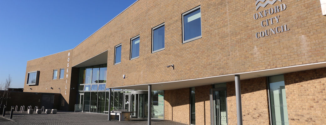 Exterior of Rose Hill Community Centre with a blue sky